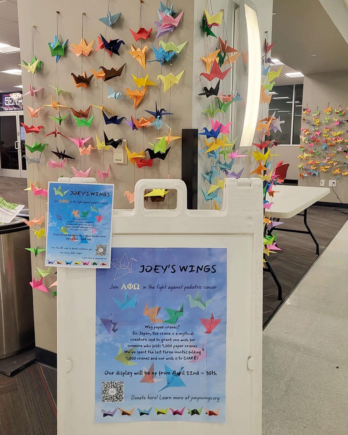 Joey’s Wings 1000 Paper Cranes display